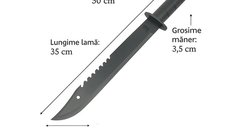 Sabie de vanatoare DEPOX®, Ninja Blade, maner metal, 50 cm, negru, teaca inclusa