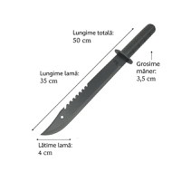 Sabie de vanatoare DEPOX®, Ninja Blade, maner metal, 50 cm, negru, teaca inclusa - 1