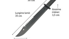 Sabie de vanatoare DEPOX®, Ninja Blade, maner metal, 50 cm, negru, teaca inclusa