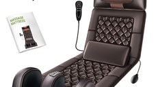 Saltea electrica pentru masaj complet Shiatsu, GlowforHome, 15 functii, 6 moduri, telecomanda, perna incalzita