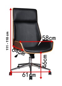 Scaun de birou directorial US116 Calisto, negru, 60x65x111-118 cm - 6