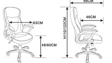 Scaun de birou directorial US25 Reno, negru, 63x69x110-122 cm