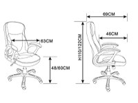 Scaun de birou directorial US25 Reno, negru, 63x69x110-122 cm - 1