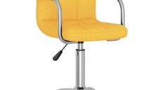 Scaun de birou rotativ galben mustar din material textil