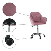 Scaun de birou, tesatura de catifea albastra / crom, KLIAN - 4