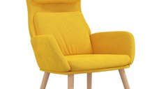 Scaun de relaxare gri deschis, tapitat cu catifea si picioare din lemn de hevea