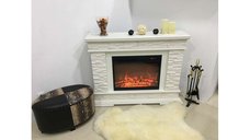 Semineu electric Stone alb & Lorance color, Art Flame, 880x1180x305 mm, 1500W