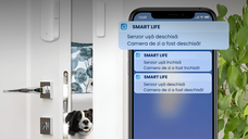 Senzor inteligent pentru usi, ferestre si sertare CUANTIS, WiFi 2.4 GHz, Tuya, notificari si automatizare lumini, alb