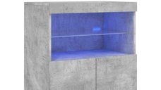 Servanta moderna cu lumini LED RGB, gri beton, 60x37x67 cm
