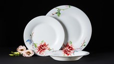 Serviciu de masa, 18 piese, 6 persoane, opal, AMBITION Flora
