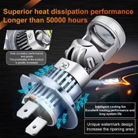 Set 2 Becuri H7 LED cu Lupa, SUPER CSP, Putere 150W si 27.000 Lumeni, CANBUS Cu cipuri CSP 7035, 6000K Alb Rece - 9