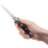 Set 2 briceaguri automate vanatoare IdeallStore®, Italian Blade, Stiletto, otel inoxidabil, negru - 8