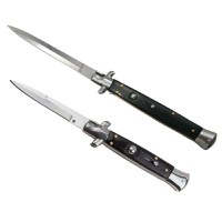 Set 2 briceaguri automate vanatoare IdeallStore®, Italian Blade, Stiletto, otel inoxidabil, negru - 7