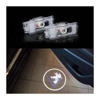 Set 2 Bucati Emblema Logo LED Portiera dedicata Marca Auto PEUGEOT - 3