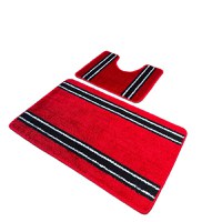 Set 2 covorase baie – cu membrana antiderapanta, 100% fibre sintetice, rosu, 50×40 cm, 50×80 cm, Sandy Ros - 3