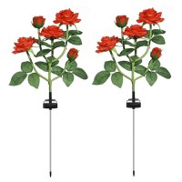 Set 2 Lampi Solare tip Trandafiri cu 7 LED-uri, 74cm, Senzor de lumina, 800mAh, IP65, Multicolor - 1