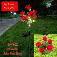 Set 2 Lampi Solare tip Trandafiri cu 7 LED-uri, 74cm, Senzor de lumina, 800mAh, IP65, Multicolor - 7