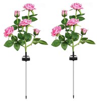 Set 2 Lampi Solare tip Trandafiri cu 7 LED-uri, 74cm, Senzor de lumina, 800mAh, IP65, Multicolor - 10
