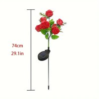 Set 2 Lampi Solare tip Trandafiri cu 7 LED-uri, 74cm, Senzor de lumina, 800mAh, IP65, Multicolor - 12