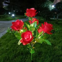 Set 2 Lampi Solare tip Trandafiri cu 7 LED-uri, 74cm, Senzor de lumina, 800mAh, IP65, Multicolor - 6
