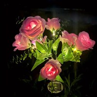 Set 2 Lampi Solare tip Trandafiri cu 7 LED-uri, 74cm, Senzor de lumina, 800mAh, IP65, Multicolor - 4