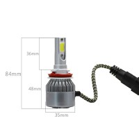 Set 2 LED-uri Auto Techstar® C6, H11/H8/H9, 36w, 3800 Lumeni, 6500K, AUTO, 12-24 Volti, COB - 1