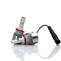 Set 2 LED-uri Auto Techstar® C6, H11/H8/H9, 36w, 3800 Lumeni, 6500K, AUTO, 12-24 Volti, COB - 3