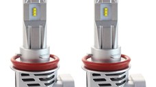 Set 2 LED-uri Auto Techstar® M3, H11, 40w, 8000 Lumeni, 6500K, AUTO, 12-24 Volti, ZES, Canbus, Miez Cupru, Radiator