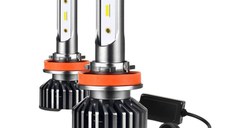 Set 2 LED-uri Auto Techstar® P8, H11/H9/H8, 40w, 4000 Lumeni, 6500K, AUTO, 12-24 Volti, ZES, Canbus, Miez Cupru