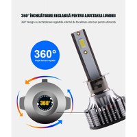 Set 2 LED-Uri Auto Techstar® V8, 9007, 120W, 12-24V, 15000 Lumeni, 6000K, Unghi Fascicul 360°, CSP 3570, Canbus - 5