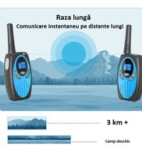 Set 2 statii Walkie Talkie Copii si Adulti, cu Raza Lunga de Actiune, Blocare taste, Sunet clar, Statie radio Camping - 2
