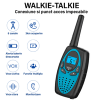 Set 2 statii Walkie Talkie Copii si Adulti, cu Raza Lunga de Actiune, Blocare taste, Sunet clar, Statie radio Camping - 5