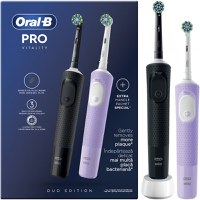 Set 2 x Periuta de dinti electrica Oral-B Vitality Pro, Curatare 2D, 3 programe, 1 Incarcator, 2 Capete, Negru/Violet - 6