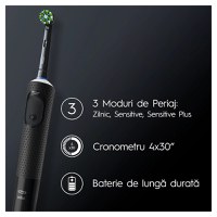 Set 2 x Periuta de dinti electrica Oral-B Vitality Pro, Curatare 2D, 3 programe, 1 Incarcator, 2 Capete, Negru/Violet - 3