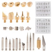 Set 28 piese varfuri si capete de schimb pentru letcon, GlowforHome, pentru gravura si statia de lipit, Auriu/Argintiu - 5