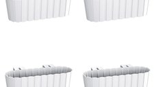 Set 4 jardiniere decorative cu suport de plastic, alb, 4.9 L, 38.3x21.2x13 cm, Boardee Hook