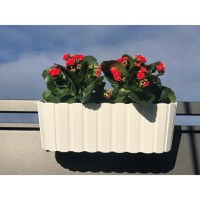 Set 4 jardiniere decorative cu suport de plastic, alb, 4.9 L, 38.3x21.2x13 cm, Boardee Hook - 3