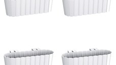 Set 4 jardiniere decorative cu suport de plastic, alb, 4.9 L, 38.3x21.2x13 cm, Boardee Hook