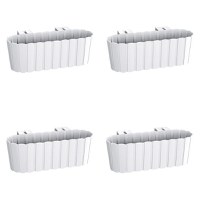 Set 4 jardiniere decorative cu suport de plastic, alb, 4.9 L, 38.3x21.2x13 cm, Boardee Hook - 1