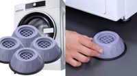Set 4 suporturi anti-soc pentru masina de spalat IdeallStore, plastic dur, gri inchis - 3