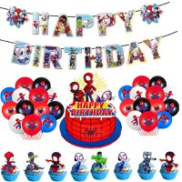 Set 46 Accesorii REDQUIT de Petrecere Spiderman ,  20 Baloane, 1 Banner Happy Birthday, 24 Cupcake Topper, 1 Topper Tort - 4