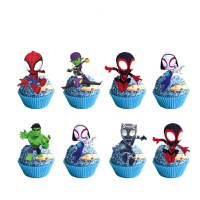 Set 46 Accesorii REDQUIT de Petrecere Spiderman ,  20 Baloane, 1 Banner Happy Birthday, 24 Cupcake Topper, 1 Topper Tort - 2