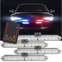 Set 4x6 Lumini LED Tip Stroboscop De Avertizare Flash Rosu si Albastru Alimentare 12V - 5