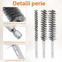Set 8 perii prindere hexagonala pentru bormasina,alezare,curatare,slefuire si lustruire,indepartarea vopselei si ruginii - 4