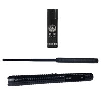 Set Baston cu electrosoc, Police X8 si baston telescopic Police, 50 cm, cadou spray paralizant - 1