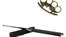 Set baston telescopic 65 cm argintiu + box cranii