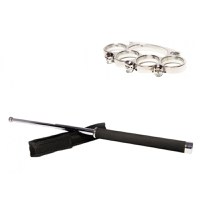 Set baston telescopic 65 cm argintiu + box craniu argintiu - 1