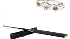 Set baston telescopic 65 cm argintiu + box craniu argintiu