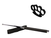 Set baston telescopic 65 cm argintiu + box negru 0.5 cm grosime - 1