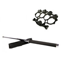 Set baston telescopic 65 cm argintiu + box-rozeta craniu negru - 1